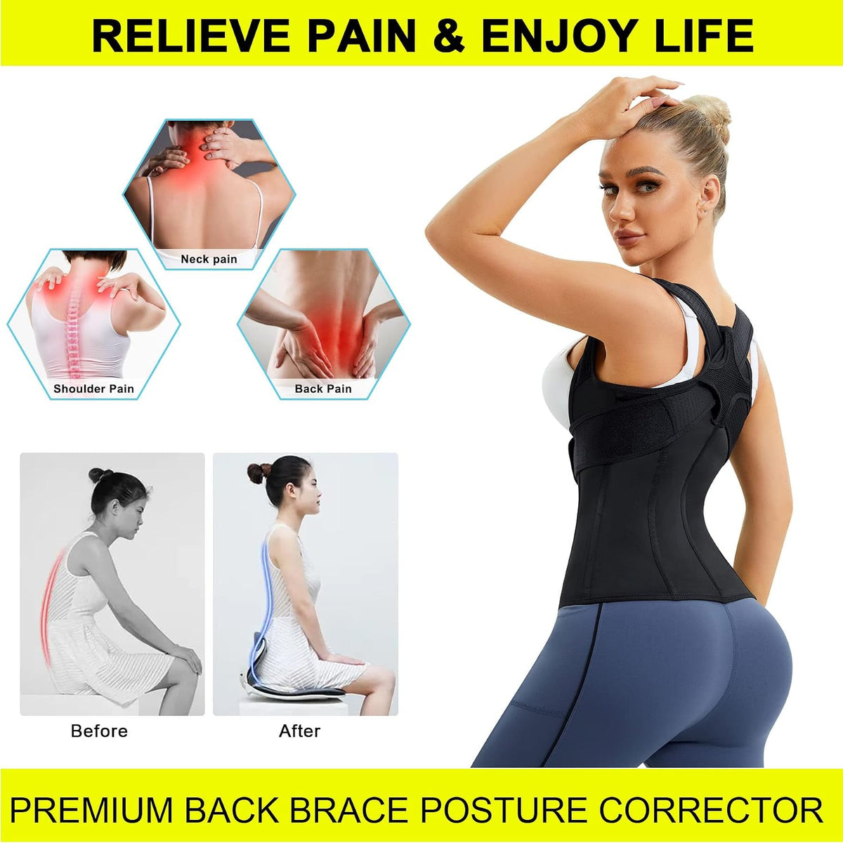 Back Brace For Women Waist Trainer Adjustable Posture Corrector