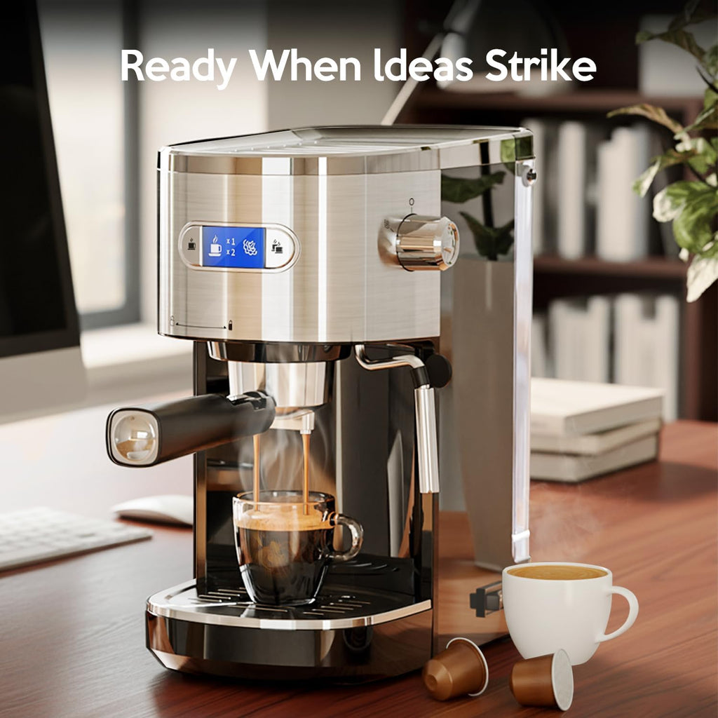 20 Bar Espresso Machine Semi-Automatic, Professional Coffee Maker with Milk Frother Steam Wand & 45OZ Removable Water