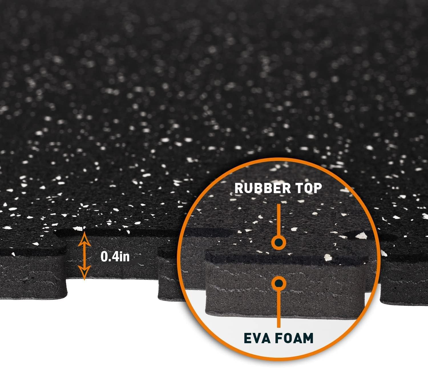 1/2" Thick 48 Sq Ft Rubber Top Gym Flooring, 12 Pcs High Density EVA Foam Exercise Equipment Mats - Interlocking