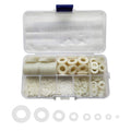 Clear Pack of 480 White Nylon Flat Washer Assortment Shim Kit for M2 M2.5 M3 M4 M5 M6 M8 M10 Screw Bolt, Round