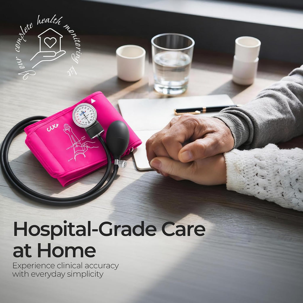 Manual Blood Pressure Cuff, Aneroid Sphygmomanometer | 9–17 in D-Ring Arm Cuff, Carrying Case Included, Stethoscope