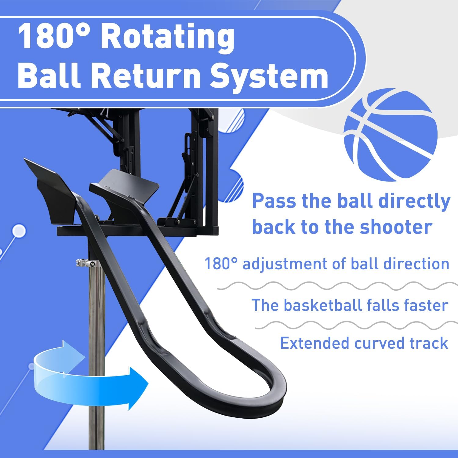 Basketball Rebounder Machine, Adjustable Basketball Shot Trainer | Basketball Return Attachment with 180° Rotating
