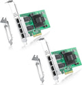 4 Port Gigabit NIC for Intel I350-T4 with Low Profile, Gigabit Ethernet Network Adapter Card with Intel I350-AM4 Controller, Support Windows/XP/Linux/VMware ESX, Quad RJ45 Ports, PCI-E 2.1 X4, 2 Pack