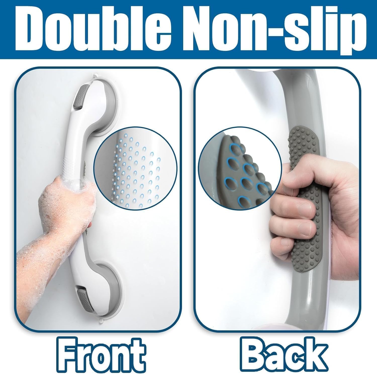 Shower Grab Bars for Seniors, Shower Handles for Elderly Suction Cup,2 Pack 16.19 Inch,Handicap Grab Bars for