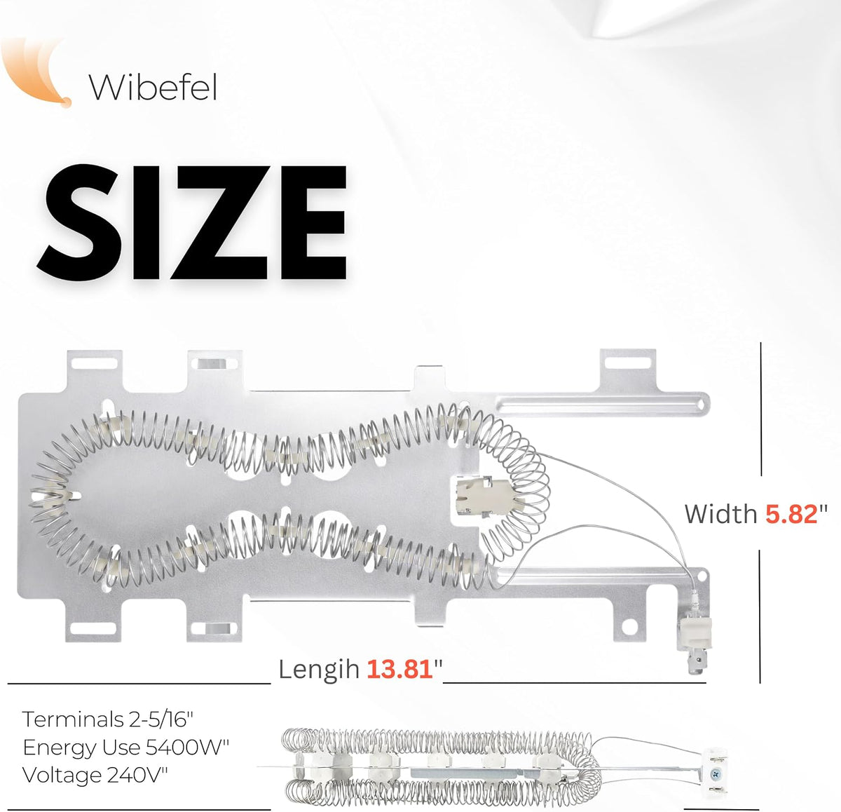 Dryer Heating Element Kit fits Whirlpool WED7590FW0 WED75HEFW0 WED7600XW0 WED7800XB0 WED7800XL0 WED7800XW0 WED7990XG0 – Includes Thermostat, Thermal Fuse