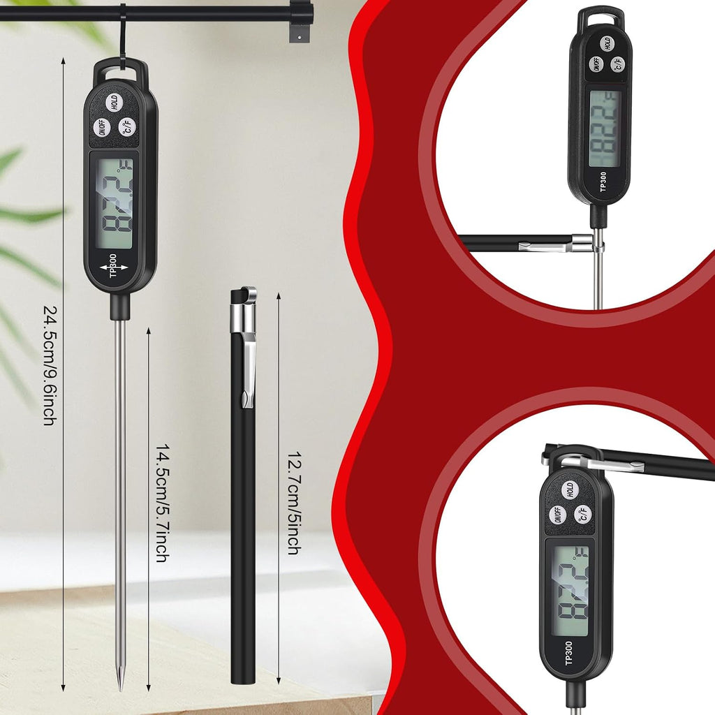 6 Pcs Food Thermometer Instant Read Probe BBQ,Black