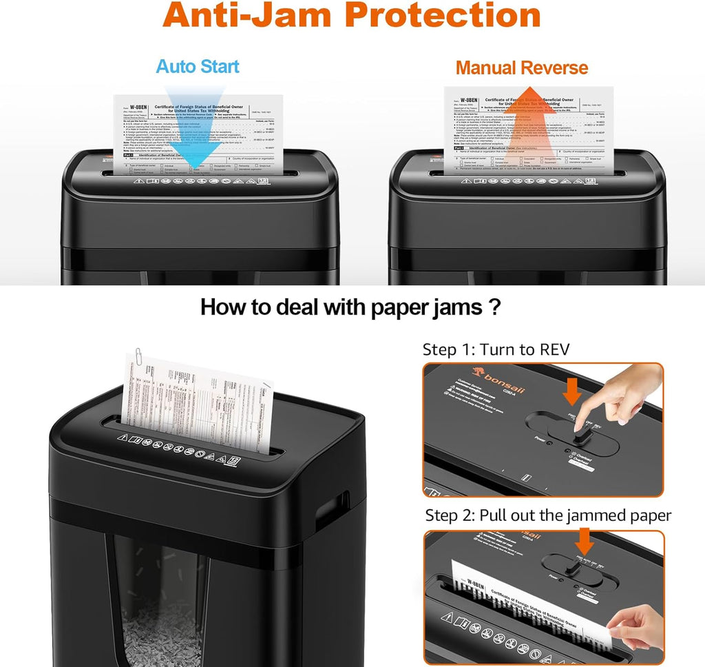 12-Sheet Cross Cut Heavy Duty Paper Shredder for Home Office | P-4 Security Level, Jam-Proof System, 5.5Gal Pullout