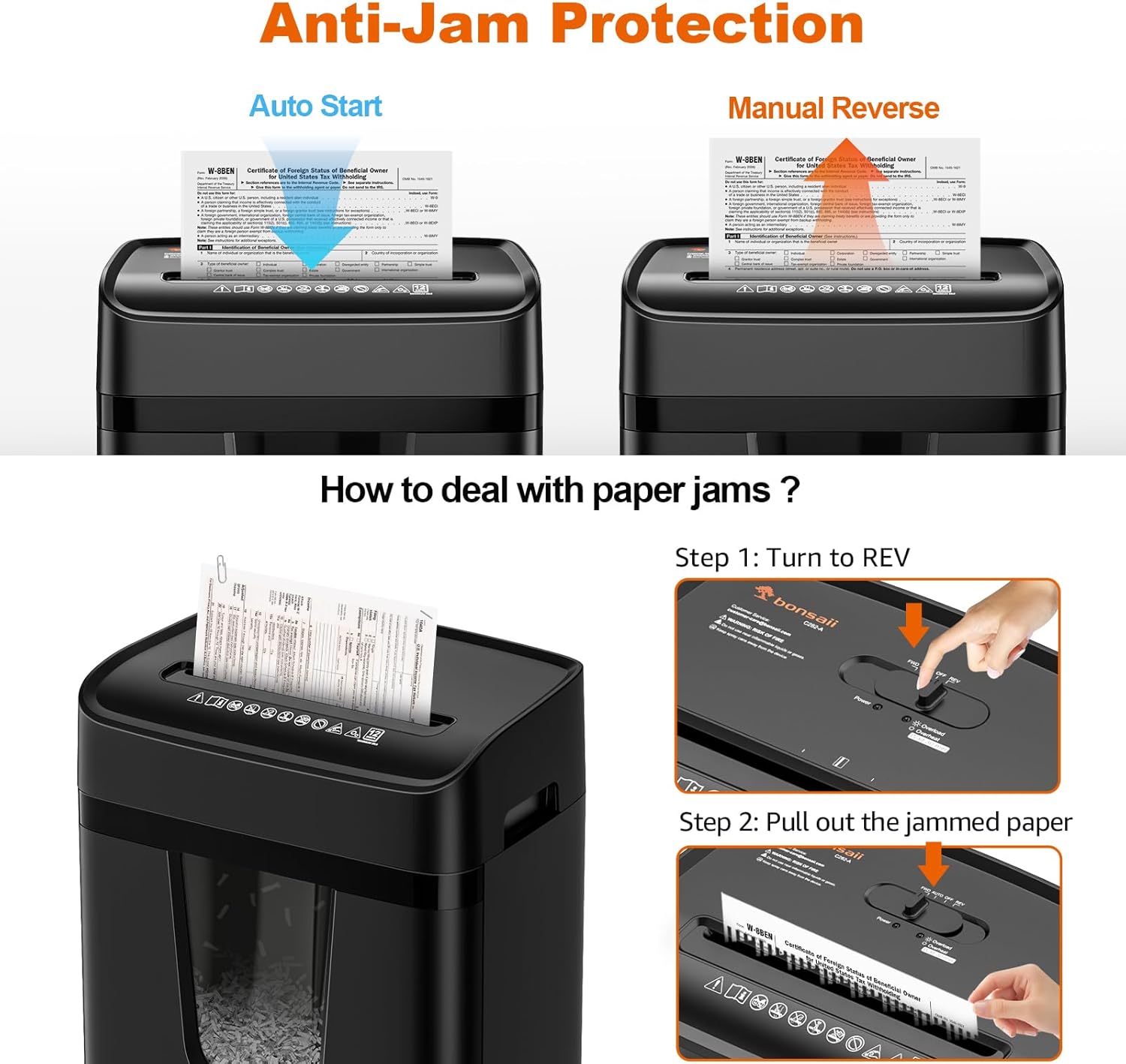 12-Sheet Cross Cut Heavy Duty Paper Shredder for Home Office | P-4 Security Level, Jam-Proof System, 5.5Gal Pullout