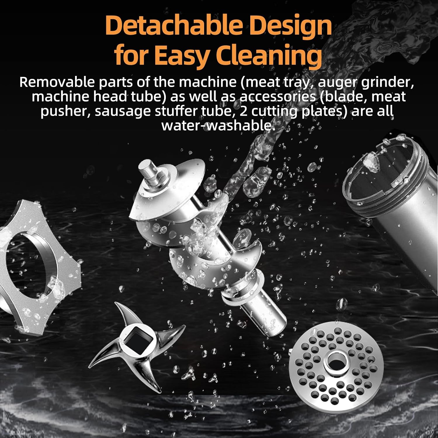 Commercial Meat Grinder Heavy Duty, 550W Electric Stainless Steel Meat Grinding Machine with 6/8mm Grinding Plates &
