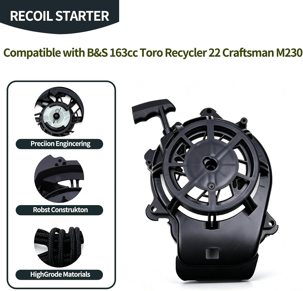 Recoil Starter Compatible with B&S 163cc Toro Recycler 22 Craftsman M230