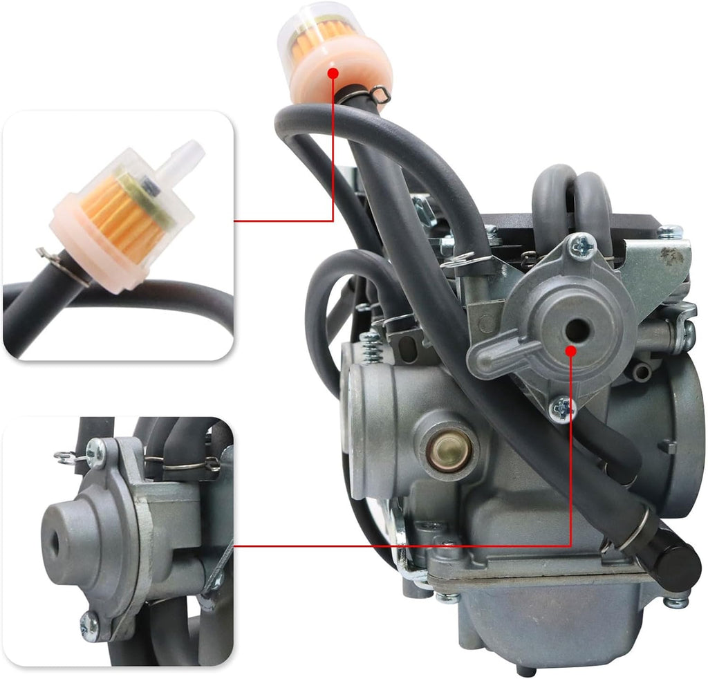 Priprilod Dual Carburetor Compatible with Ninja 250R EX250 EX250J 1988-2012 | Complete Carb Kit with Fuel Lines Tee Connector Gaskets | Replaces 15001-1433 15003-1602 15004-0020