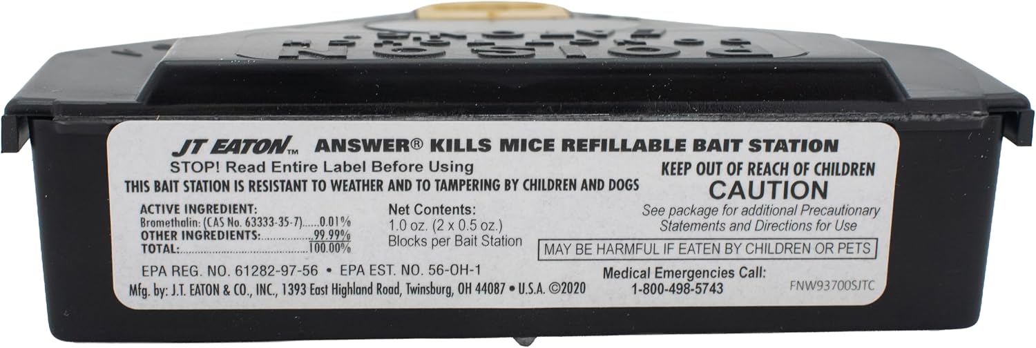 Answer Kills Mice with Reusable Mouse Bait Station and 32 Bait Blocks – Effective Rodent Control Solution for Indoor
