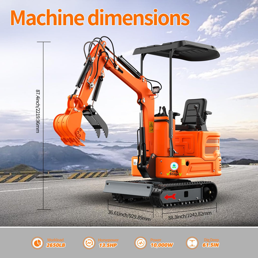 13.5 hp B&S Engine 1.2 Ton Mini Excavator with Pilot Control