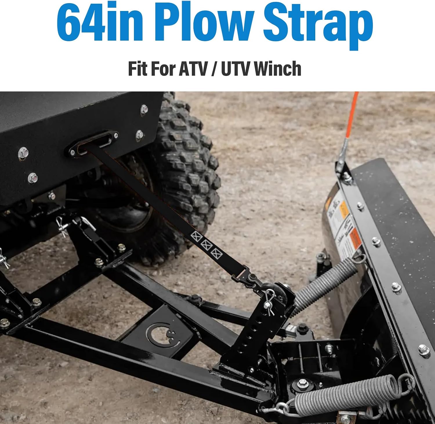 64in Plow Strap fit for ATV UTV Winch, Heavy Duty Snow Plow Lift Strap | Durable Plow Strap Use with Standard or Wide