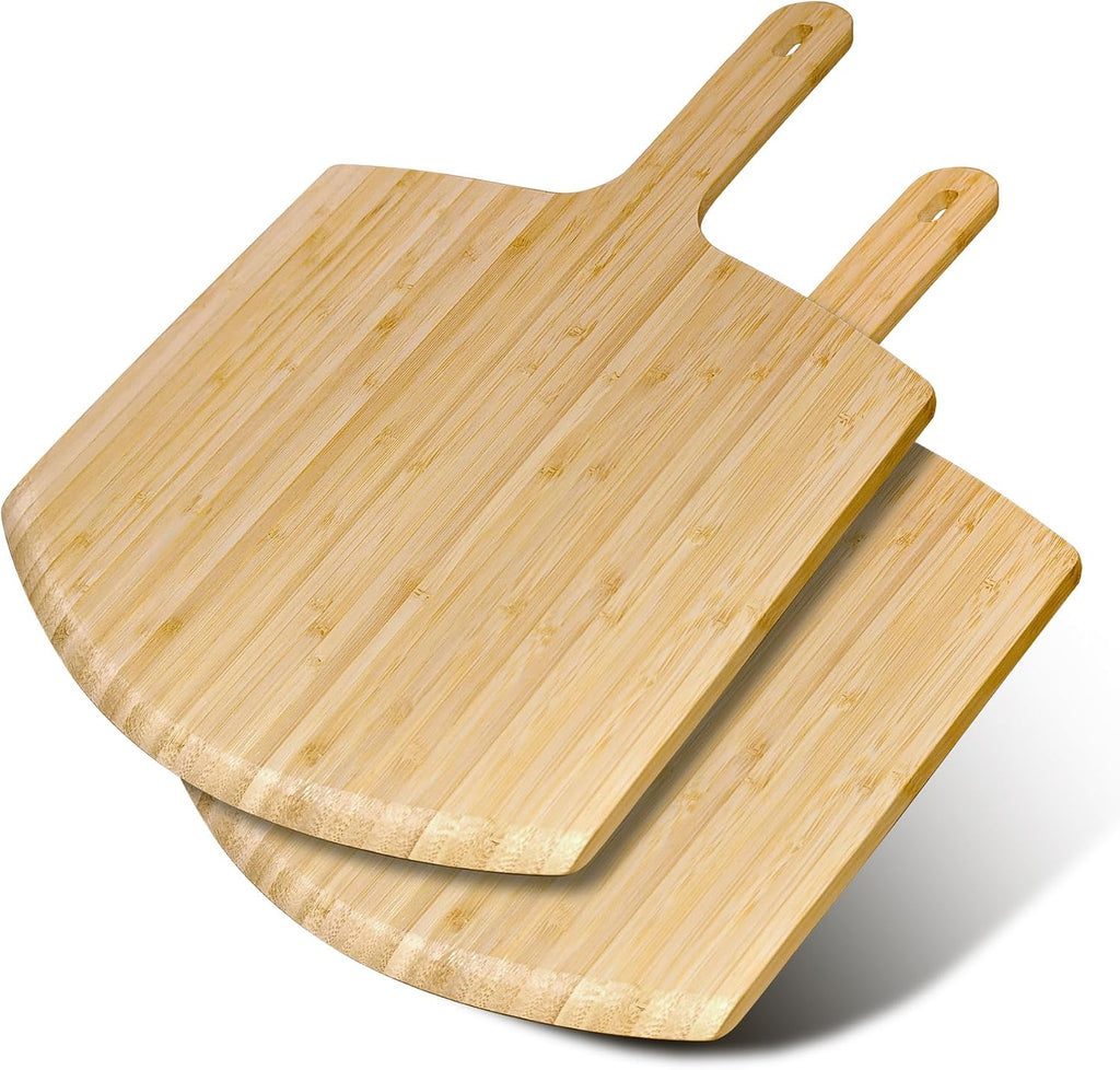 Pizza Peel 12 inch 2pack Bamboo Wood Pre Paddle Spatula Turner for Oven