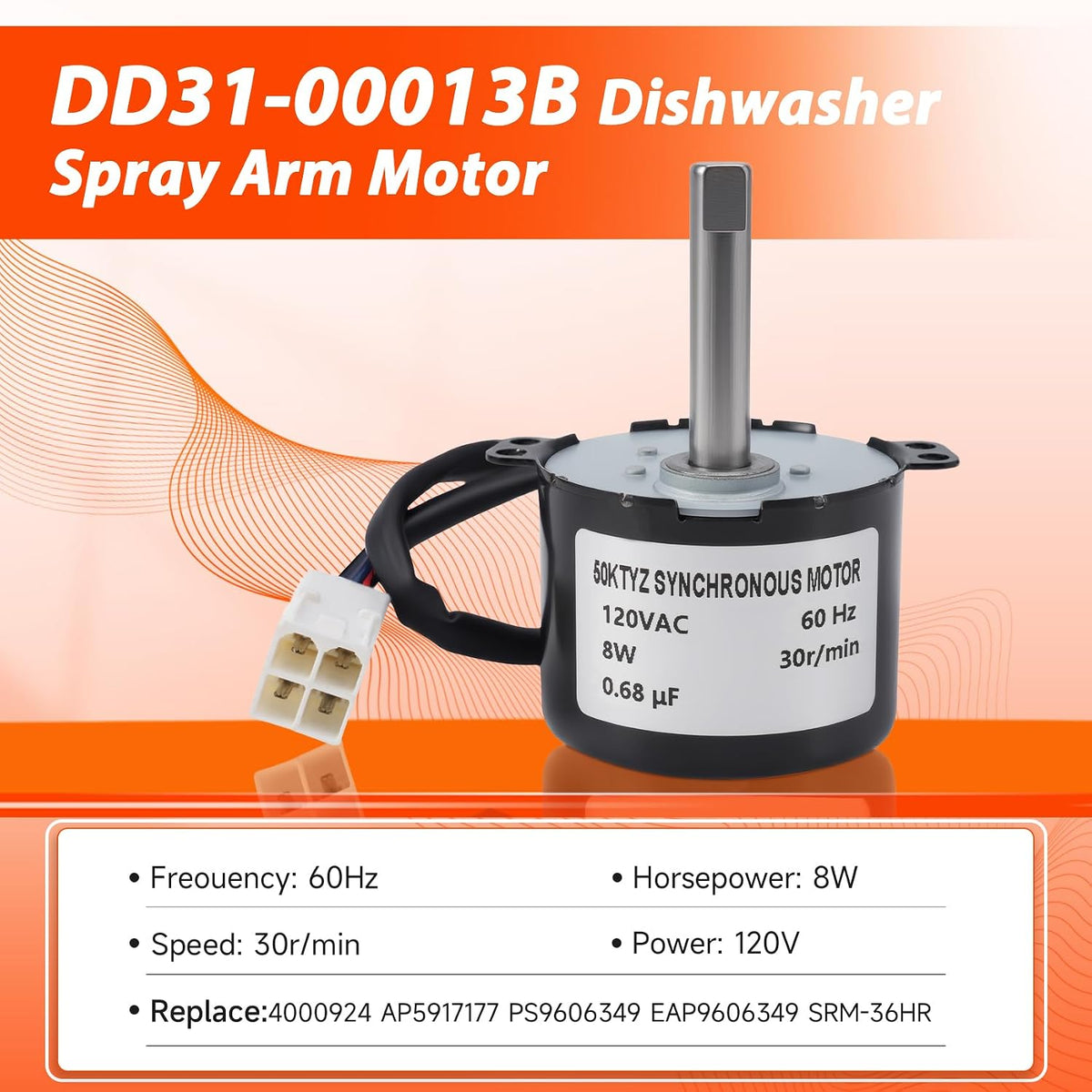 DD31-00013B Dishwasher Spray Arm Motor Compatible with Samsung Models
