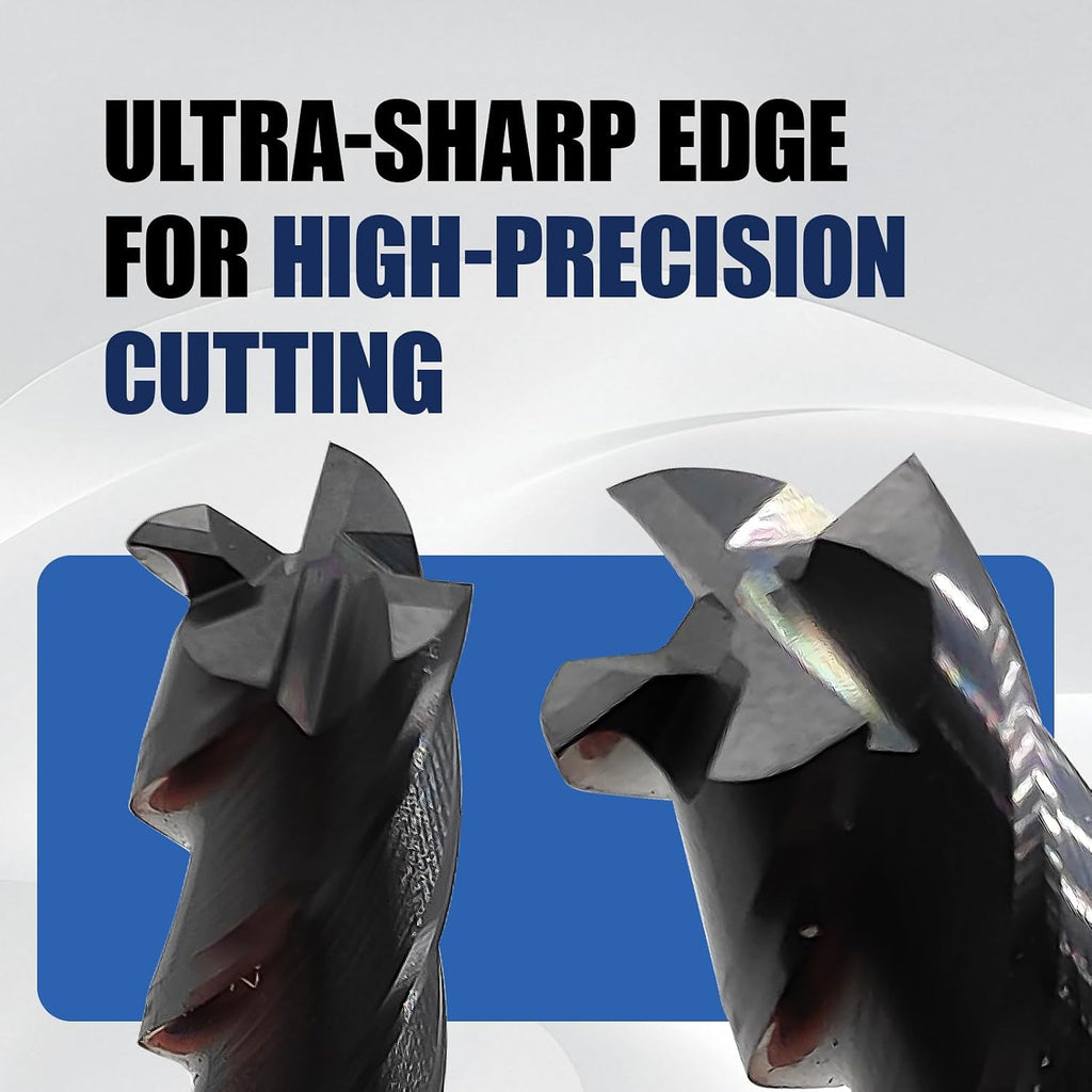 6Pcs Carbide Square End Mill Set 4-Flute TIALN Coated CNC Milling Bits