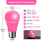 A19 LED Pink Light Bulbs, 9W(Equivalent 60W) E26 Base Bulb for Christmas