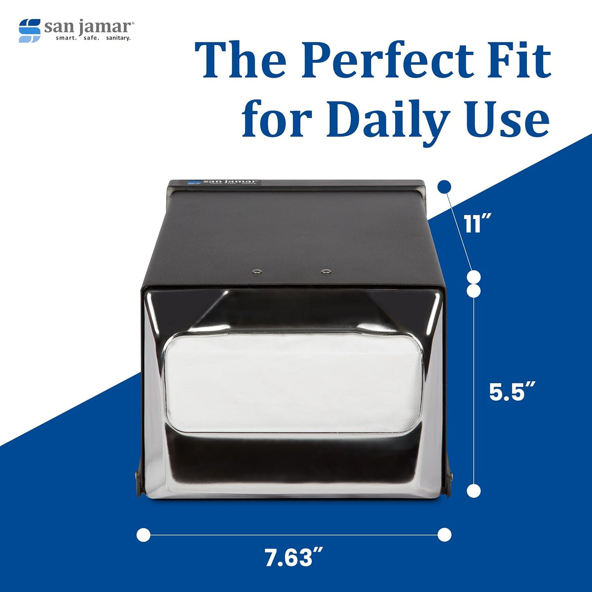 H3001BKC Countertop Napkin Dispenser, 7 5/8w x 11d x 5 1/2h, Capacity: 300 Napkins, Black