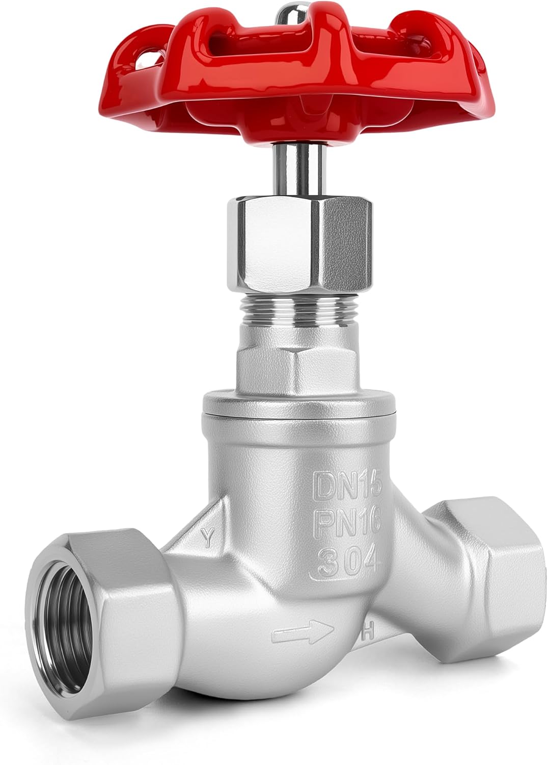1/2" NPT S-Type Wye Pattern Globe Valve, Stainless Steel Female Thread DN15