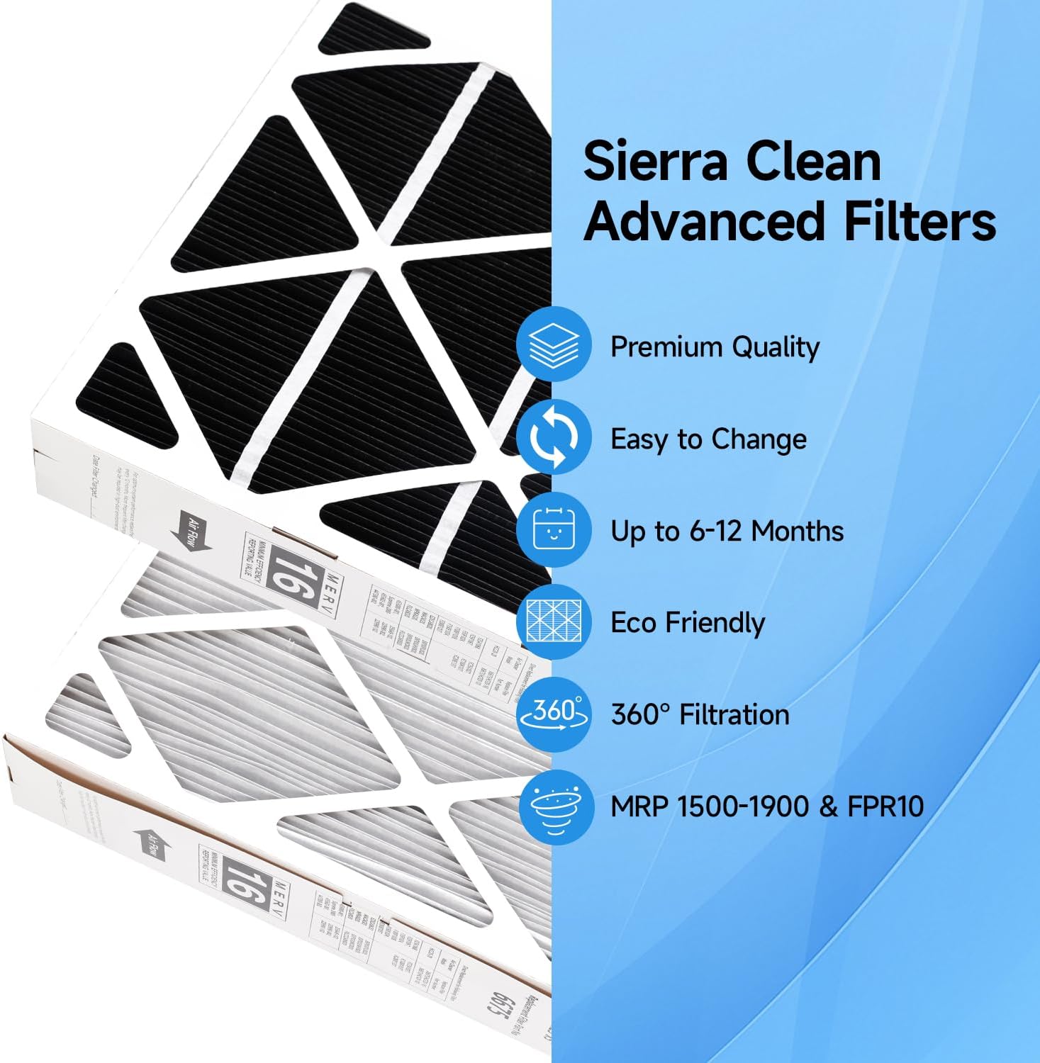 X6675 20x25x5 Air Filter 2 Pack, MERV 16 Expandable Carbon Efficient Furnace Filter Compatible with X6675 and