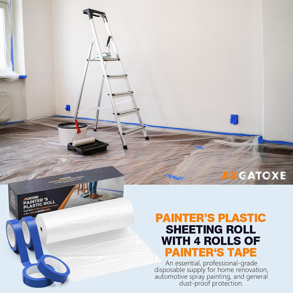 Plastic Drop Cloth for Painting, Painter's Plastic Sheeting & Tarp