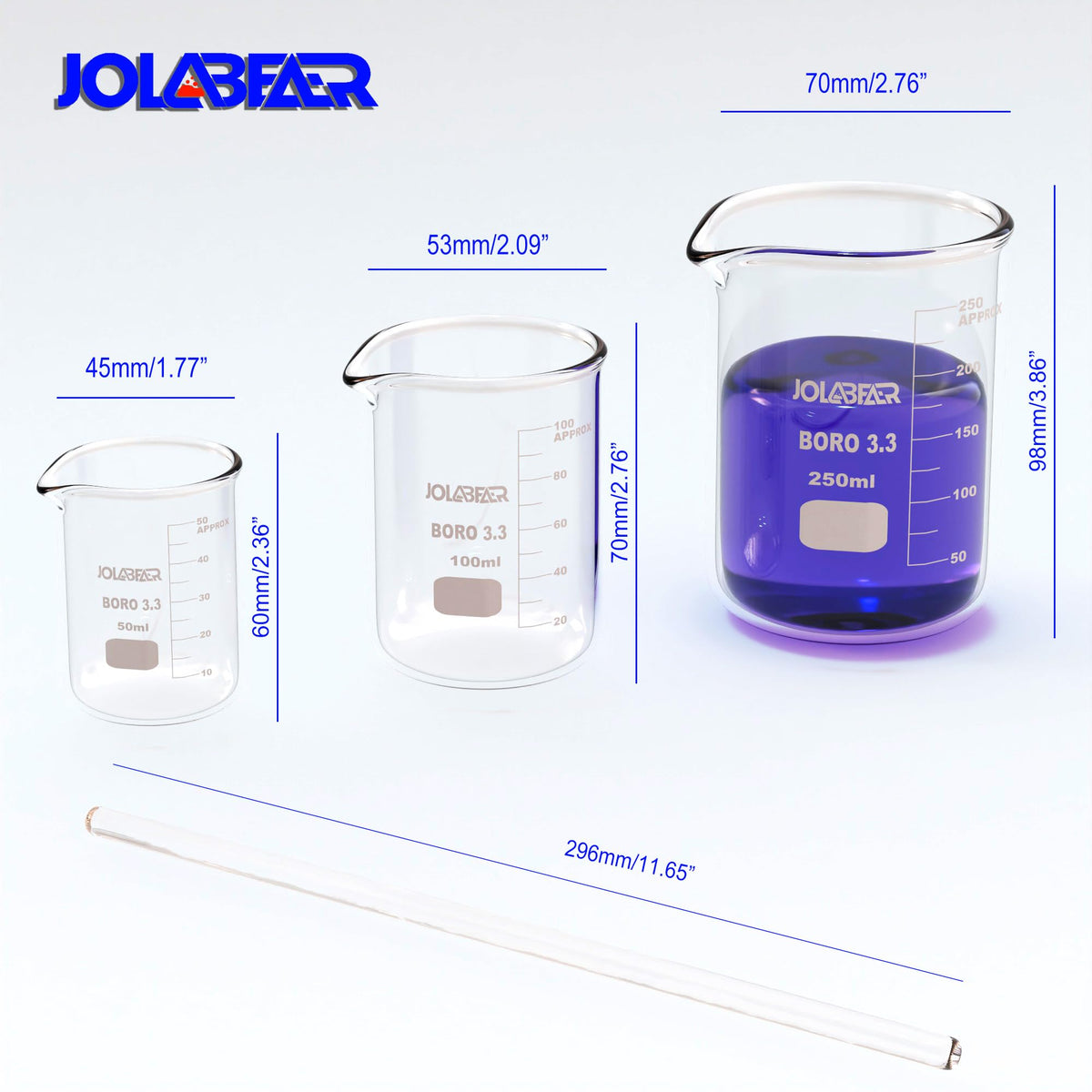 Lab Glass Beakers, Cylinders and Flasks Set, 15pcs