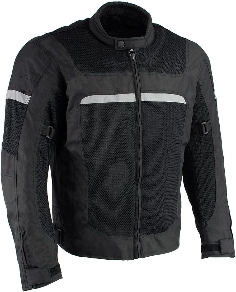 Men’s CE Armored All-Season Motorcycle Jacket - X-Large | All Seasons, Impact Protection ,Textile Racer Design, Vented