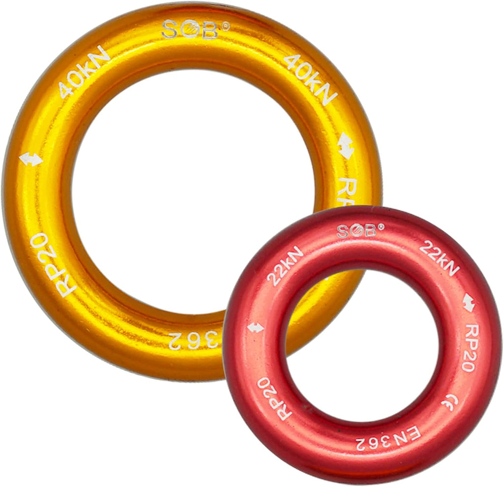 Aluminum Rappel Ring Climbing Ring 40KN/22KN Pack of 2 for Rock Climbing Arborist Rescue Connection Point