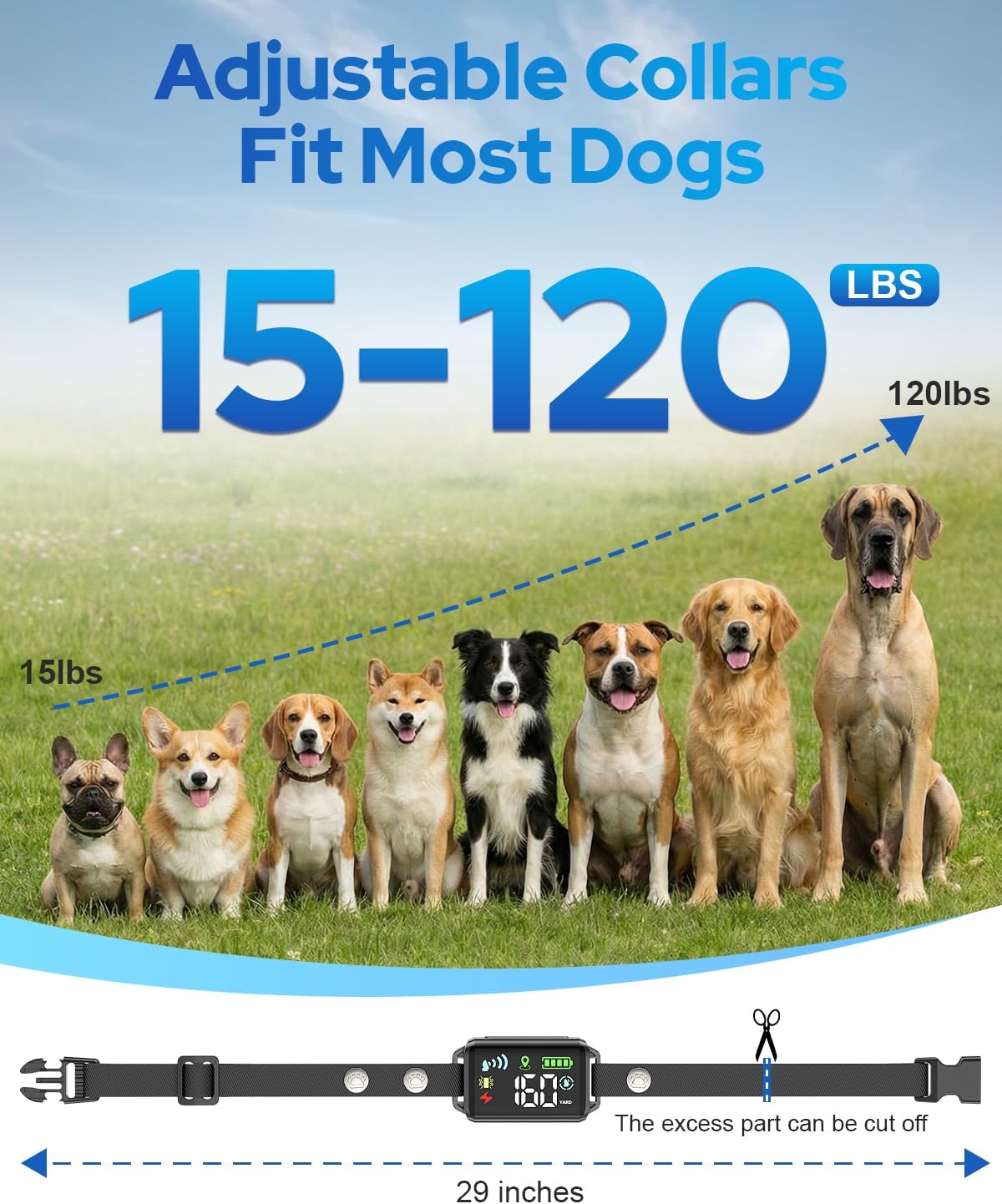 GPS Wireless Dog Collar Fence System, 48H Battery Electric Dog Fence, GNSS Invisible Fence for Dogs Over 15lbs, IPX7