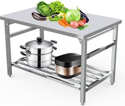 48" x 24" Stainless Steel Commercial Work Table, No Installation Required