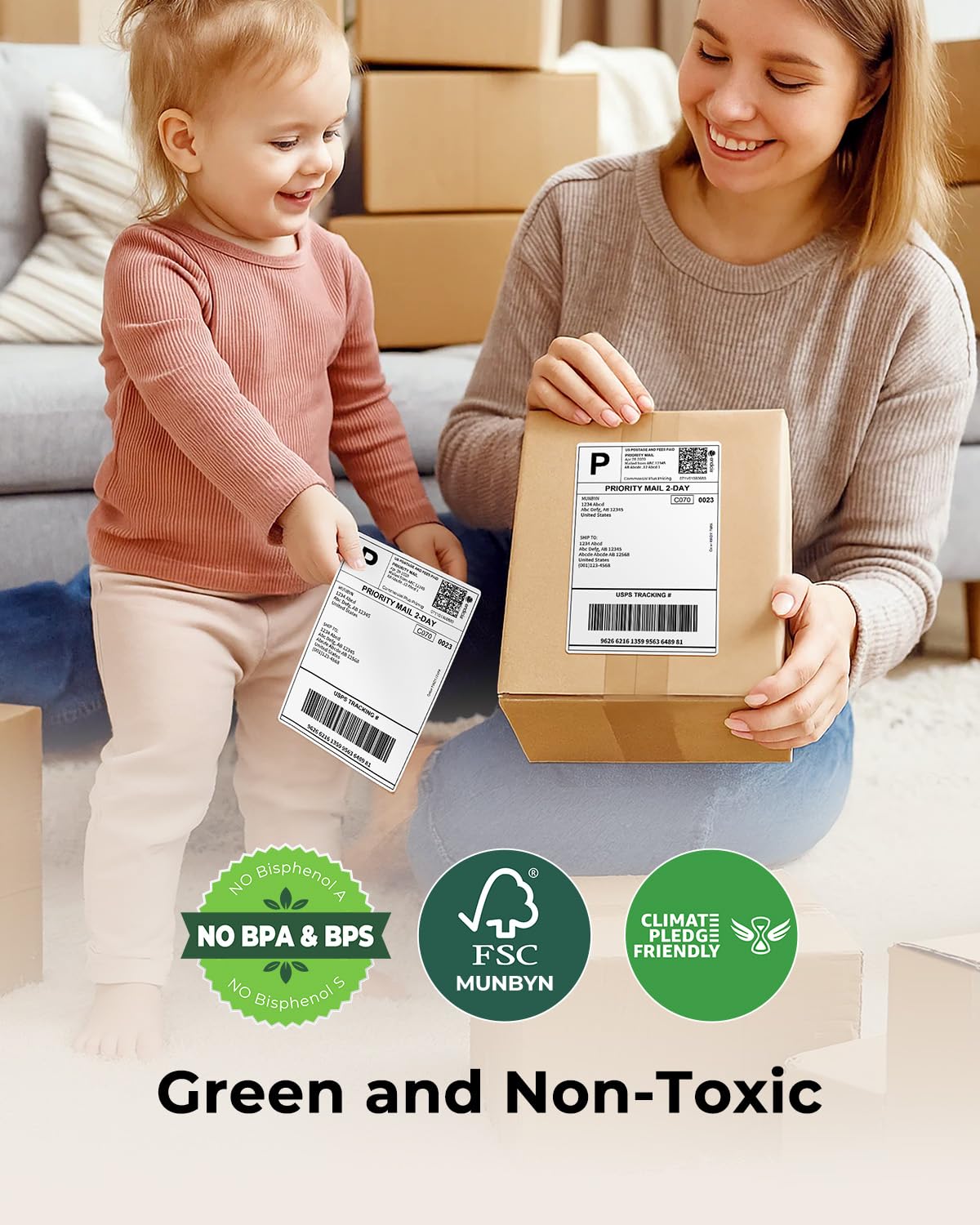 4"x6" Thermal Printer Label, Shipping Labels, 220 Sheets/Roll | Compatible with Rollo, Jadens, Nelko, DYMO 4XL