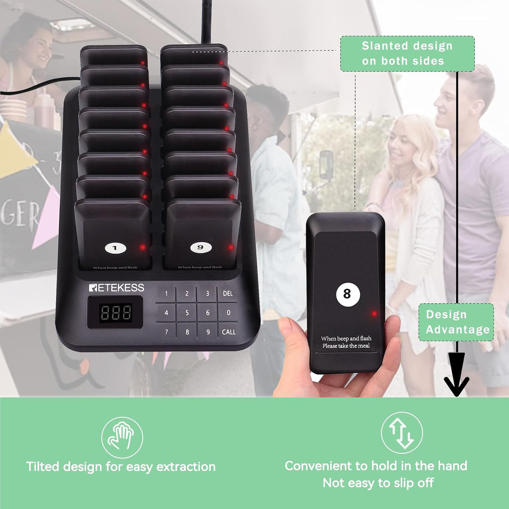 TD157 Restaurant Pager System, Pagers for Restaurants,16 Buzzers