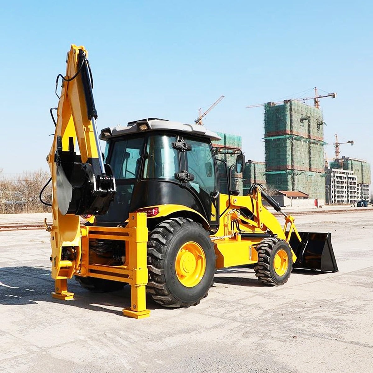 Multi-Functional Tractor Backhoe Loader Earth Moving Equipment Backhoe Machine with Front Bucket and Rear Digger Arm