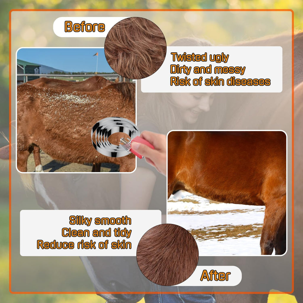 6 Rings Curry Comb Horse Brush, Horse Grooming Supplies for Horses