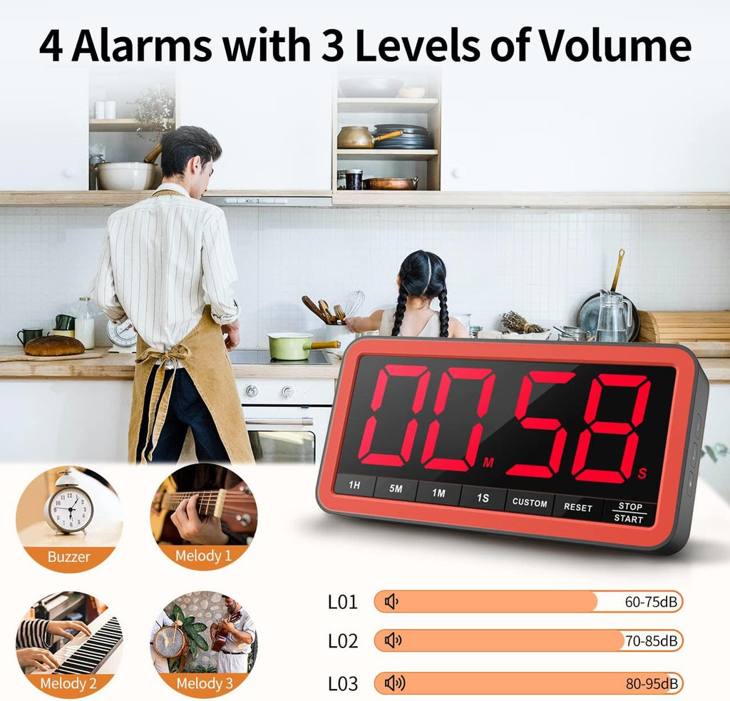 Large 7.8" Digital Timer, Magnetic LED Timer for Kitchen & Classroom