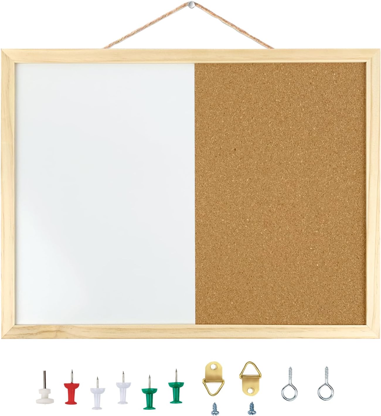 16.5 x12.6 Inches Dry Erase Cork Bulletin Combination Board, Notice Memo Wall Mounted Vision for Home, School and