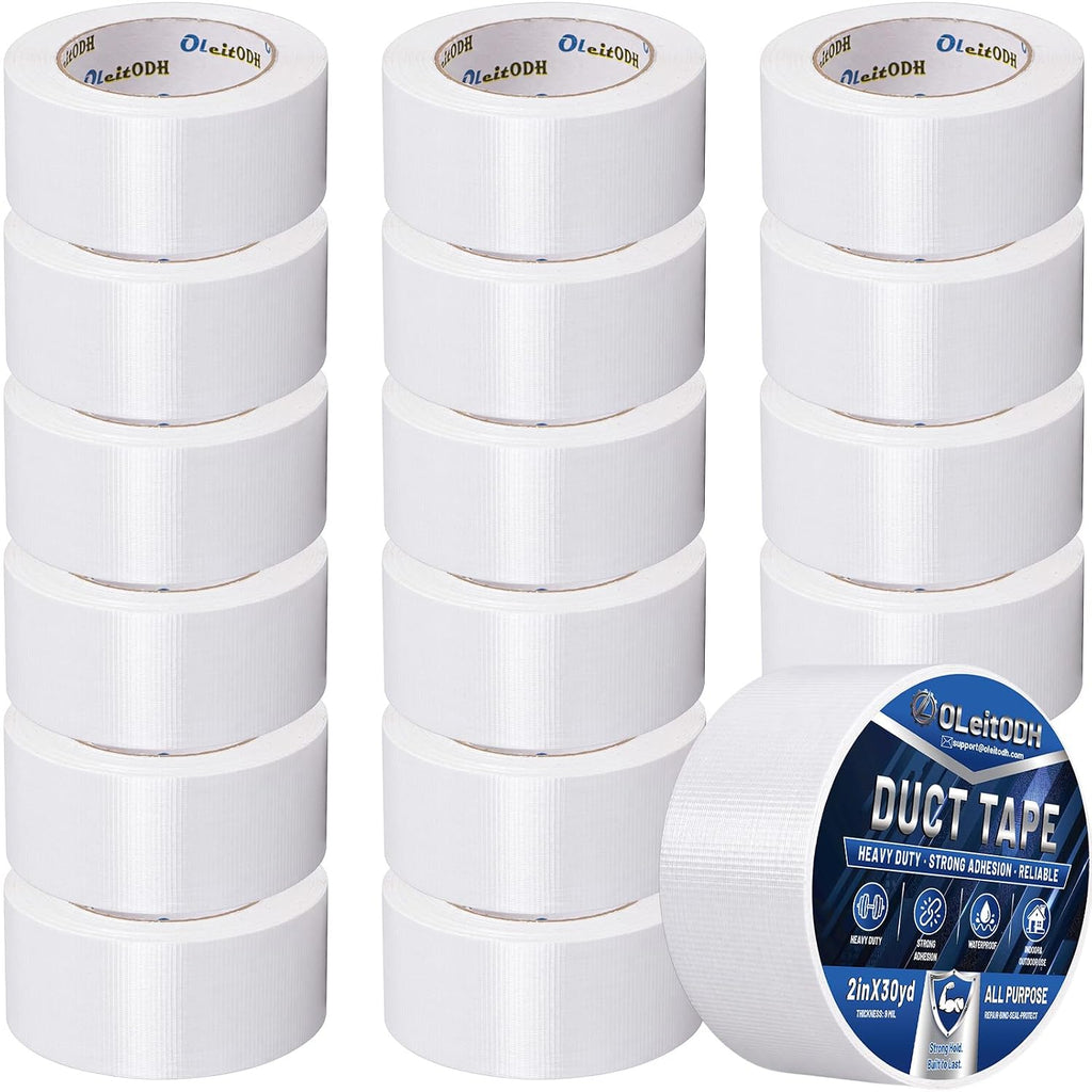 White Duct Tape Bulk, 2 Inches x 30 Yards, 16 Pack