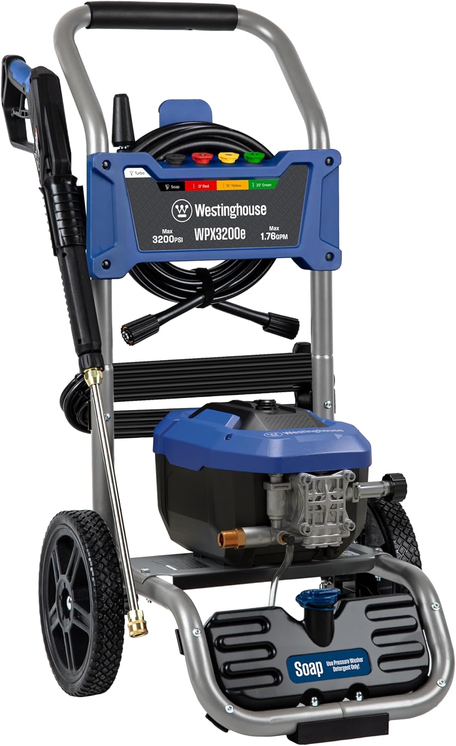 WPX3200e Electric Pressure Washer, 3200 Max PSI and 1.76 Max GPM, Universal Motor, Onboard Soap Tank, Spray Gun and