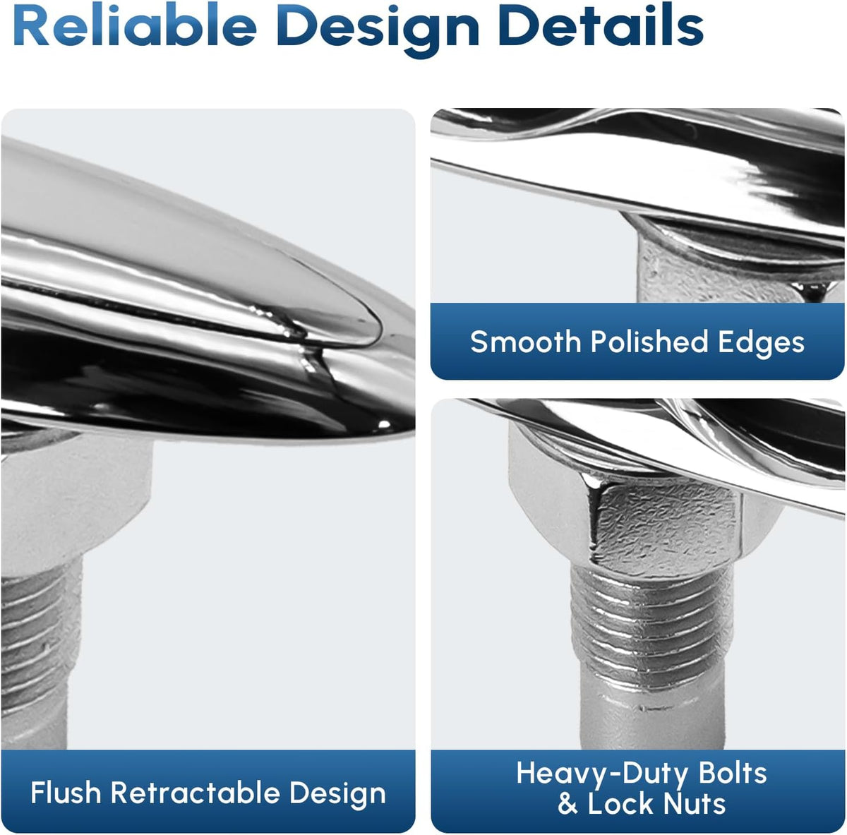 Pull Up Boat Cleats 5" 6 Inch, 316 Stainless Steel Retractable Flush Mount Cleat, Pop Up Hidden Deck Cleat for Marine Boat Dock Yacht (1 Pack / 2 Pack)