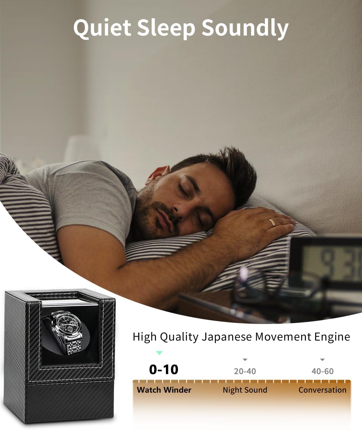 Watch Winder for Automatic Watches: Automatic Single Watch Winder Box | Japanese Quiet Motor, Anti-Magnetic Design