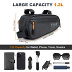 Bike Frame Bag, Waterproof Storage Pouch with Side Pockets