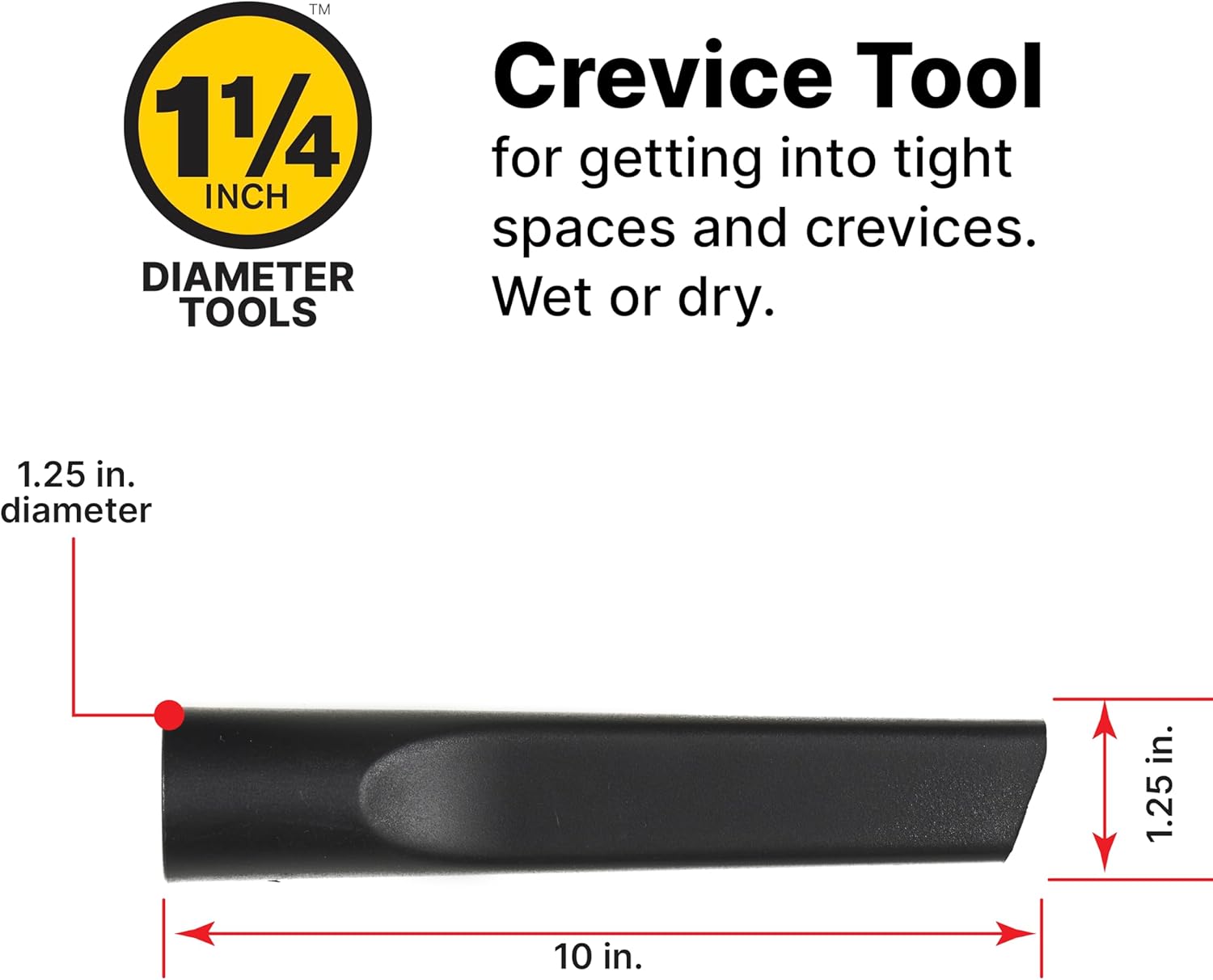 9064300 1.25 Inch Diameter Cleaning Kit, Includes Round Brush, Crevice Tool, and Gulper Nozzle, Black, Ideal for