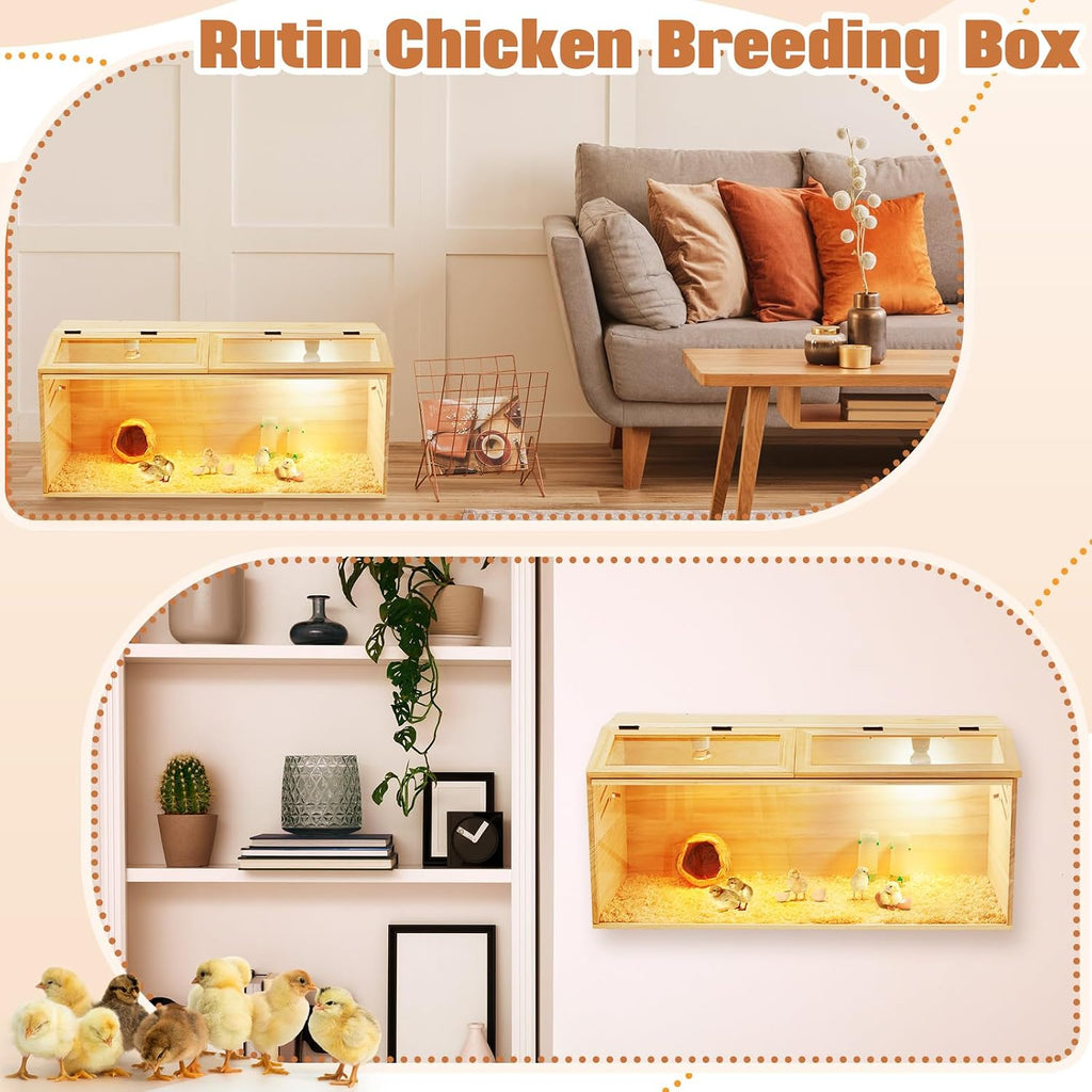 Chicken Brooder Box, Wooden No Legs, 32 x 16 x 16 in