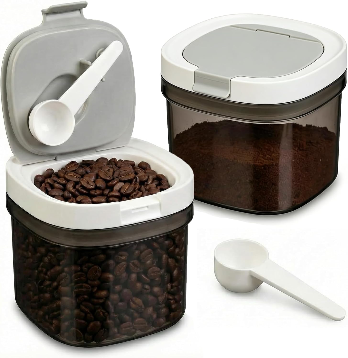 2 Pack Airtight Coffee Canister with Scoop, 27 Fl.Oz Coffee Storage Container for Ground Coffee, Beans, Tea, Sugar