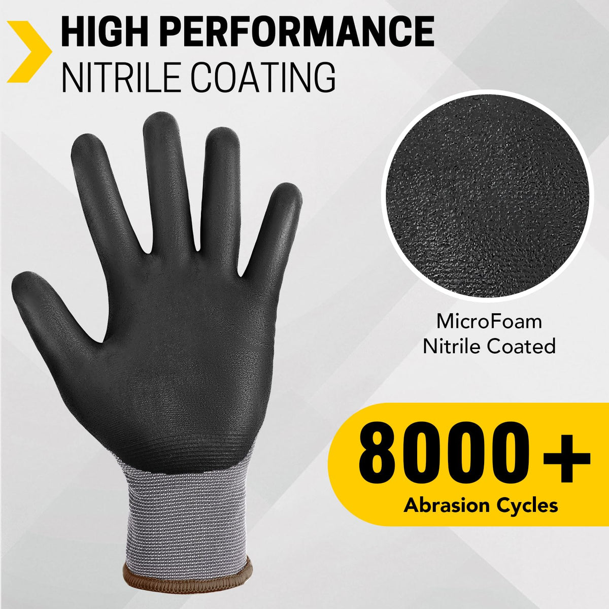Safety Work Gloves,16Pairs Nitrile Micro Foam Coated,Seamless Knit,L
