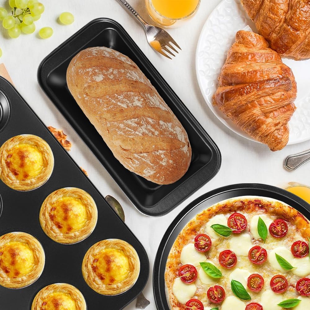 11-Piece Nonstick Baking Pans Set - Professional Grade Carbon Steel Bakeware with Premium Coating- Dishwasher Safe