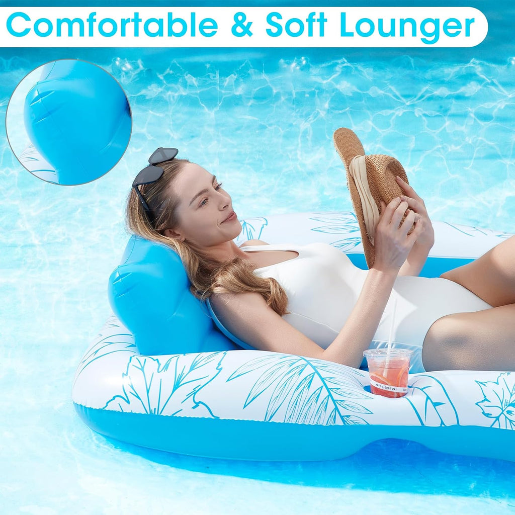 Inflatable Adult Pool Lounger Float - BAIAI Large Beach Sun Tanning Floats Raft Sunbathing Water Lounge Floaties Tub