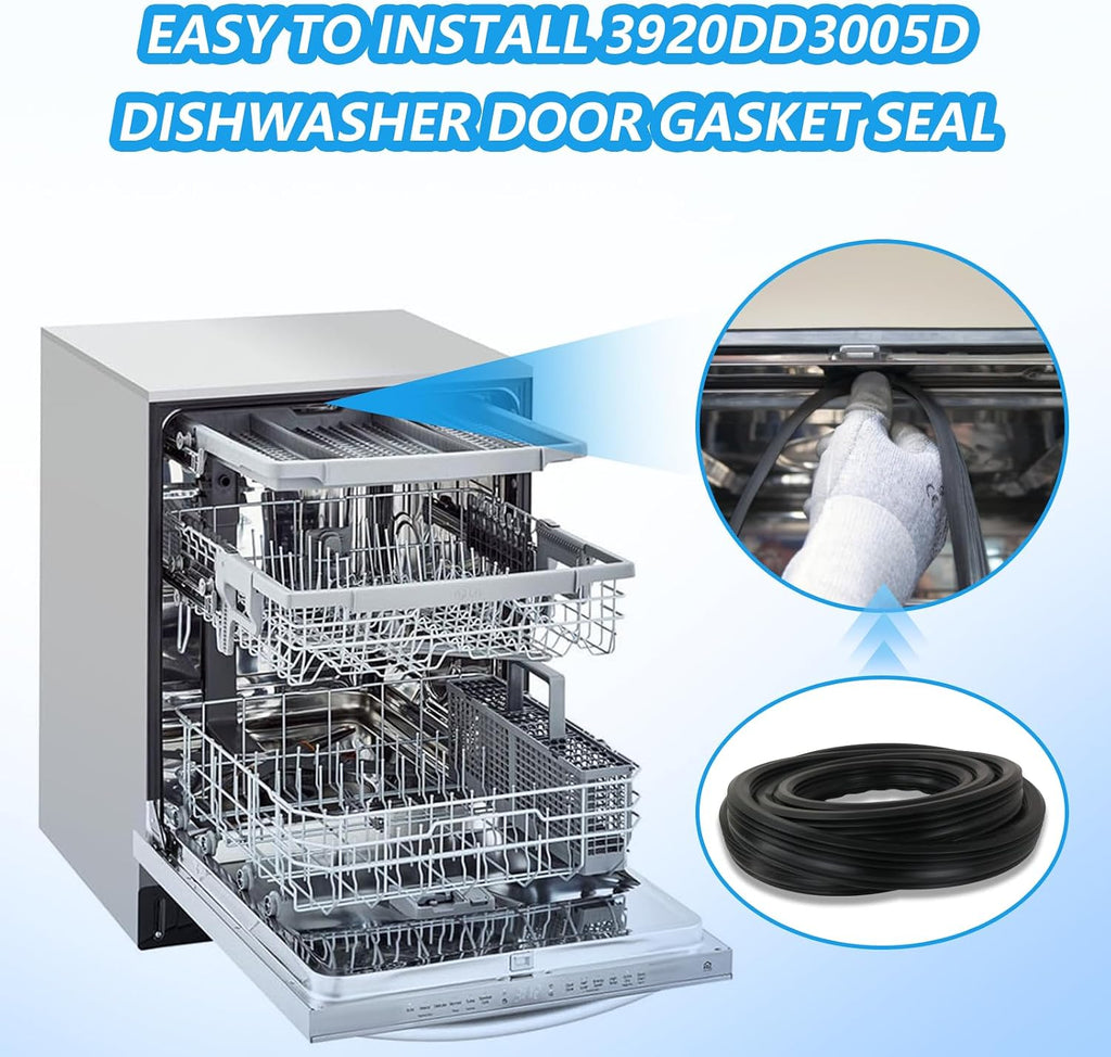 3920DD3005A Dishwasher Rubber Door Seal Fits LG Dishwasher Replacement Parts LDF6810BB-02 LDF6810BB LDF6810BB-01 LG Dishwasher Door Gasket Replacement Comes with 2 Yr Warranty