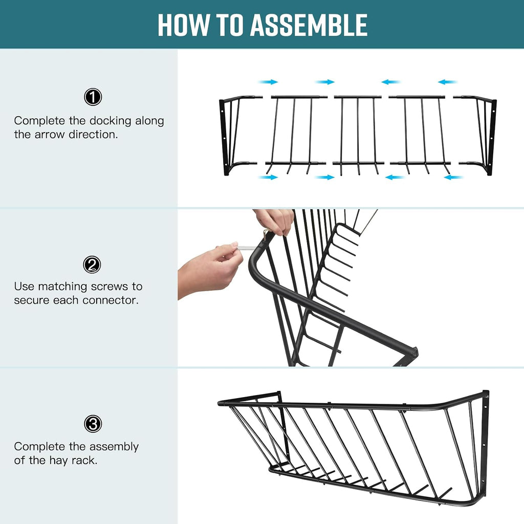 Wall Mount Steel Horse Hay Feeder Rack, 20 Gallon, 35.5 Inch Long